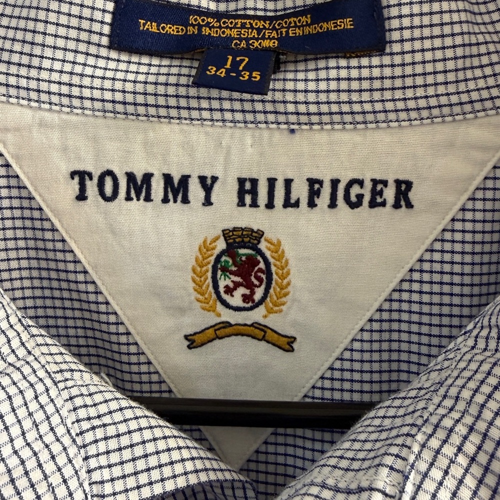Tommy Hilfiger Crest Logo Vintage Button Down Shirt Size 17 L/XL - Picture 3 of 7